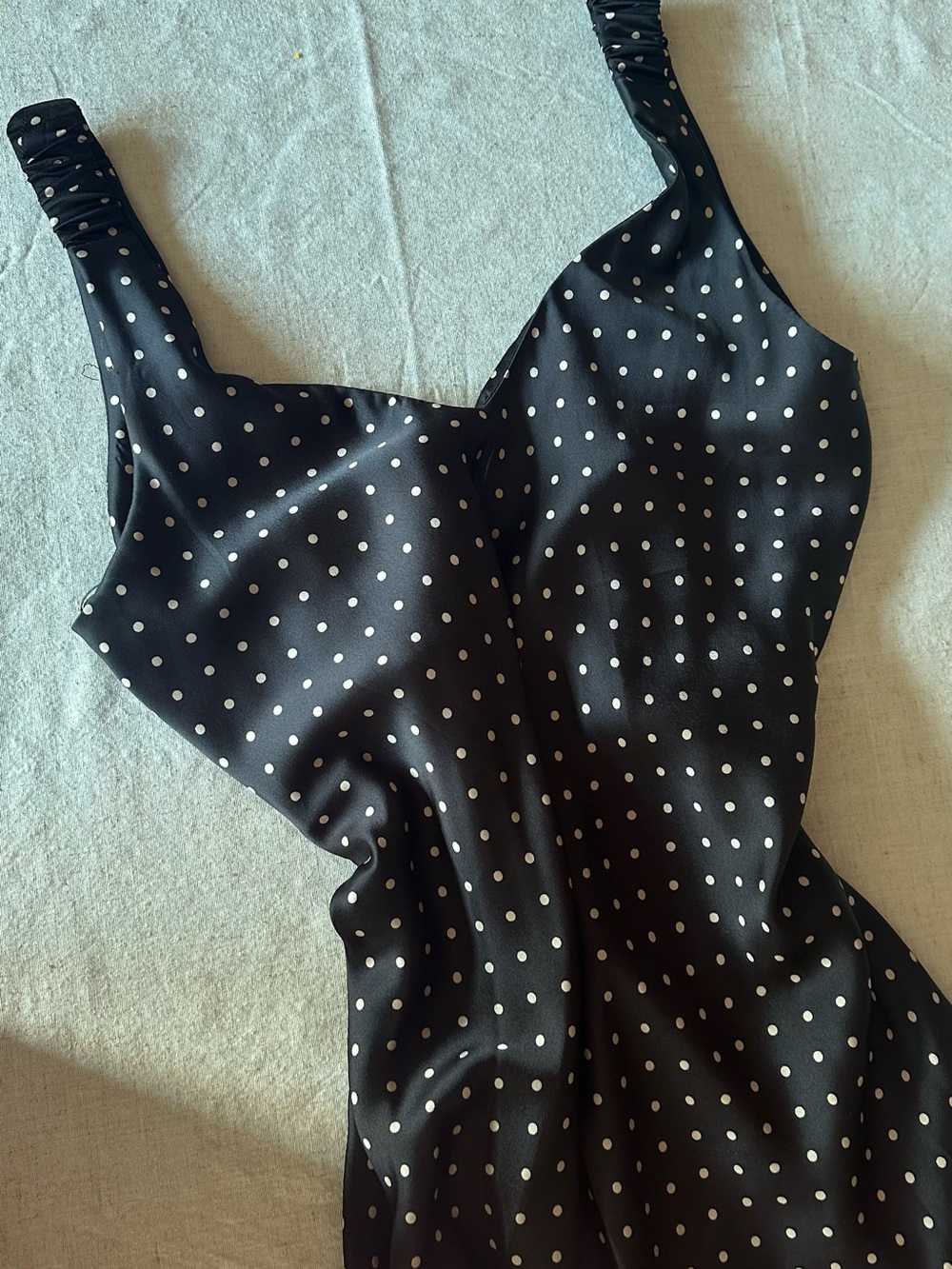 Zara Black Dress with Cream Polka Dots
